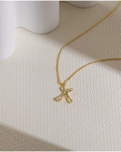 Wanderlust + Co - Alphabet Bubble Pendant Necklace - Letter X