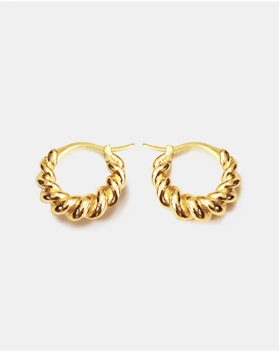 Ichu - Croissant Twist Hoop Gold