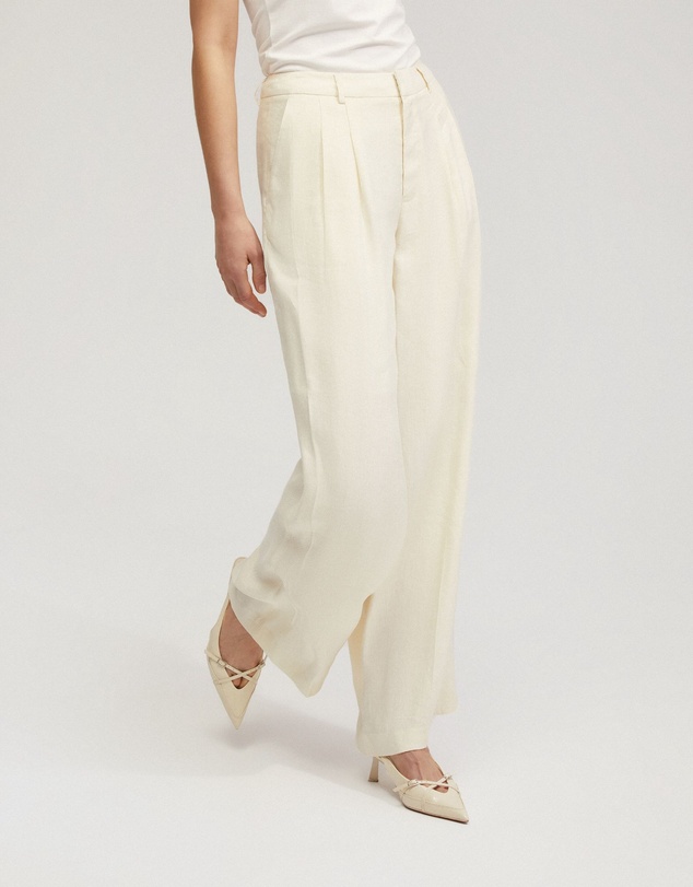 Oxford - Sonia Linen Blend Front Pleat Pants