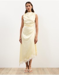 Atmos&Here - Quinn Satin Midi Dress With Lace Trim