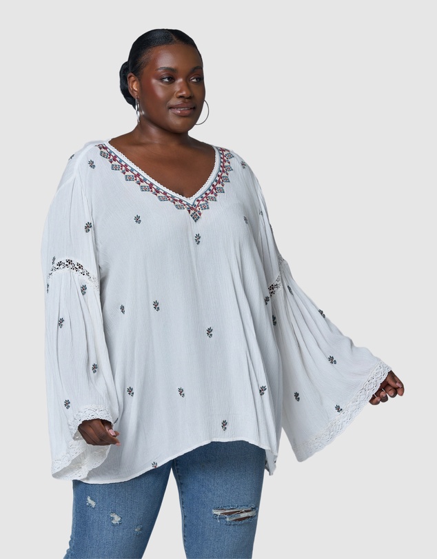 The Poetic Gypsy - Sandstone Embroidered Blouse