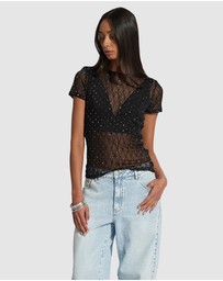 Decjuba - Zoe Lace Rhinestone Tee