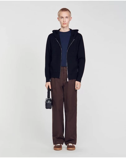 Sandro - HOME PATCH EN CUIR SWEAT CARDIGAN