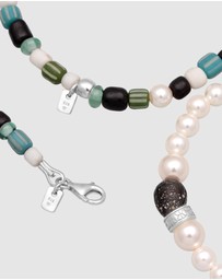 Kuzzoi - ICONIC EXCLUSIVE - Jewelry Set Glass Bead Set with Shell Core Pearls in 925 Sterling Silver