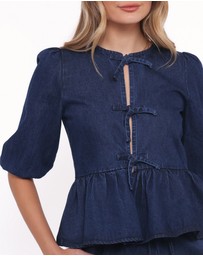 Petal & Pup - Charlotte Chambray Top - Mid Dark