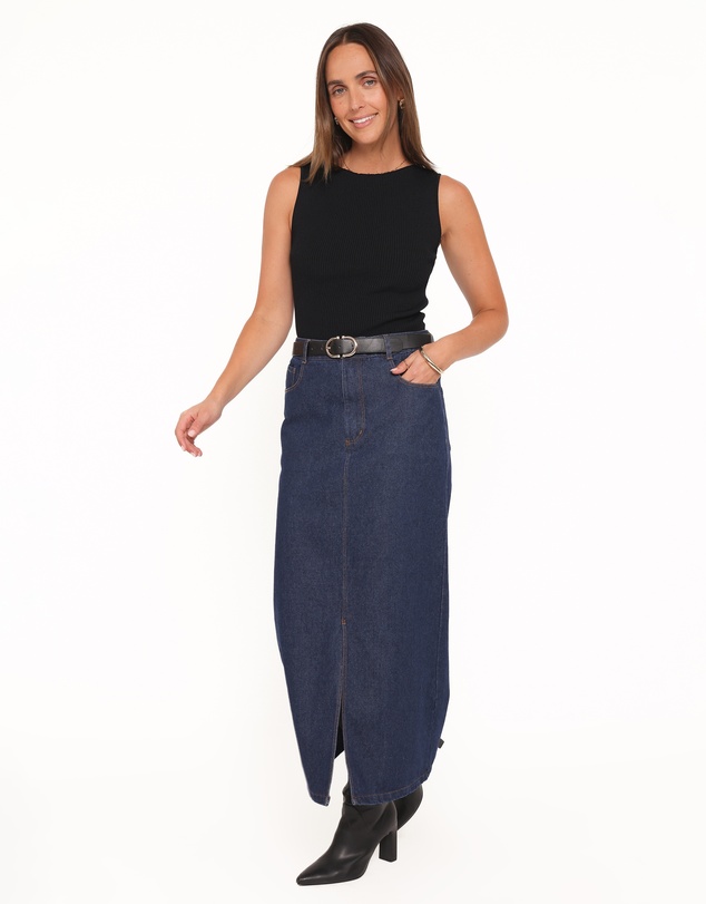 Petal & Pup - Dana Denim Midi Skirt - Midnight