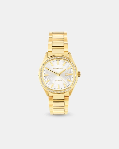 Michael Hill - Ladies Diamond Quartz Watch in Yellow Gold Tone Stainless Steel