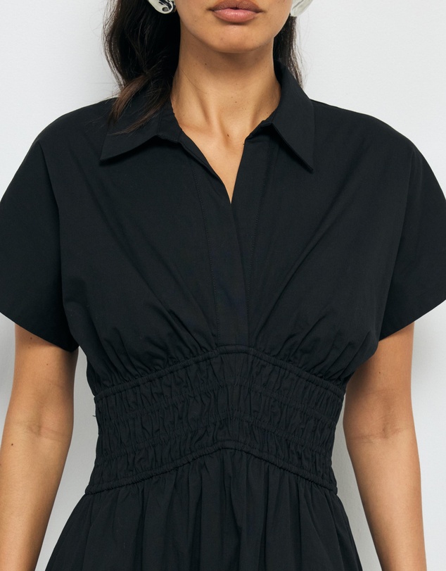 AERE - Carmine Shirred Waist Shirt Dress