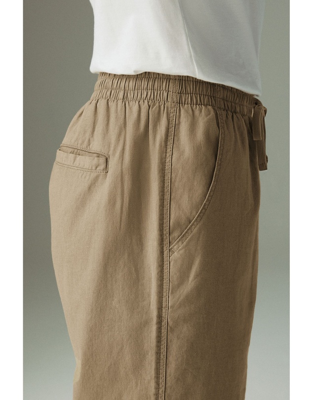 NEXT - Linen Cotton Elasticated Drawstring Trousers Regular Fit