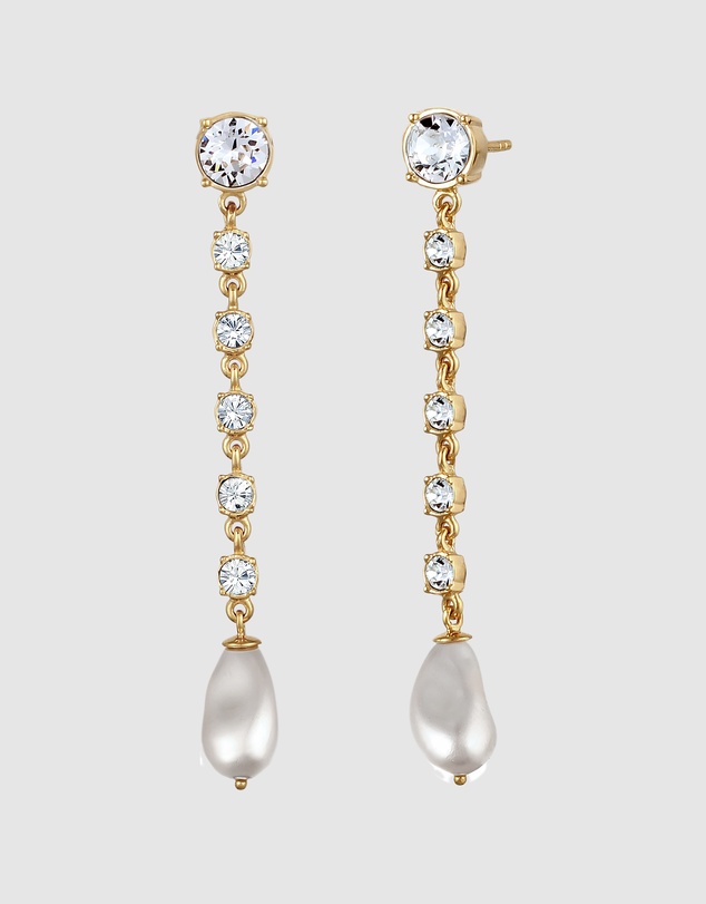 Elli Jewelry - Earring Stud Crystal Pearl 925 Sterling Silver Gold-Plated