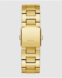 GUESS - Gold-Tone Multi-function Men's 46mm Black Dial with Crystals on Bezel and Strap Analogue Watch