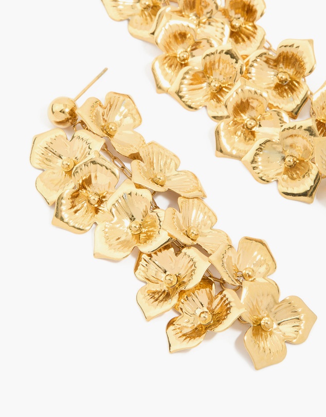 Lovisa - Waterproof Gold Plated Stainless Steel Flower Cascading Drop Earrings