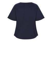 City Chic - Plus size Copenhagen Studio Cotton Tee - navy