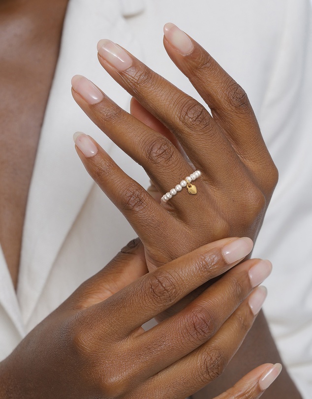 Elli Jewelry - Ring Pearl Heart Symbol 925 Sterling Silver Gold-Plated
