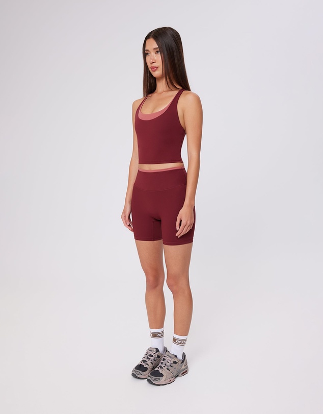 Upstate - Air Sculpt Contrast 6inch Bike Short - Warm Cherry