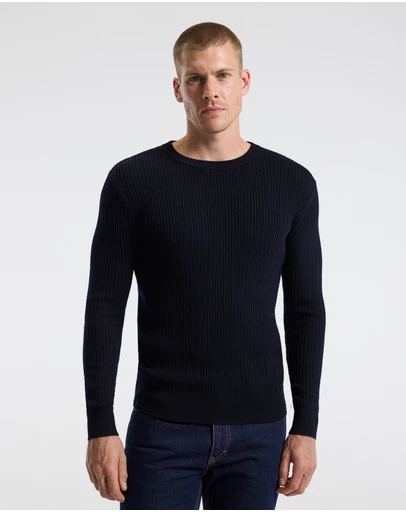 Calibre - Slim Merino Wool Rib Sweater Navy