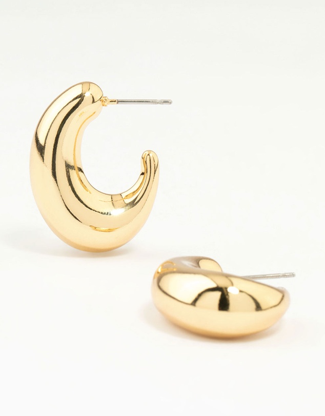 Lovisa - Gold Plated Brass Elongated Chunky Hoop Earrings