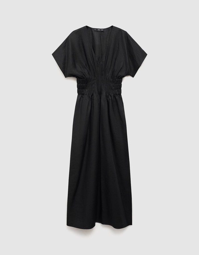 M.N.G - Felicia Linen Dress with Gathered Panel