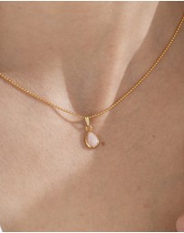 Von Treskow - Fine Ball Chain Necklace with Pear Pink Opal