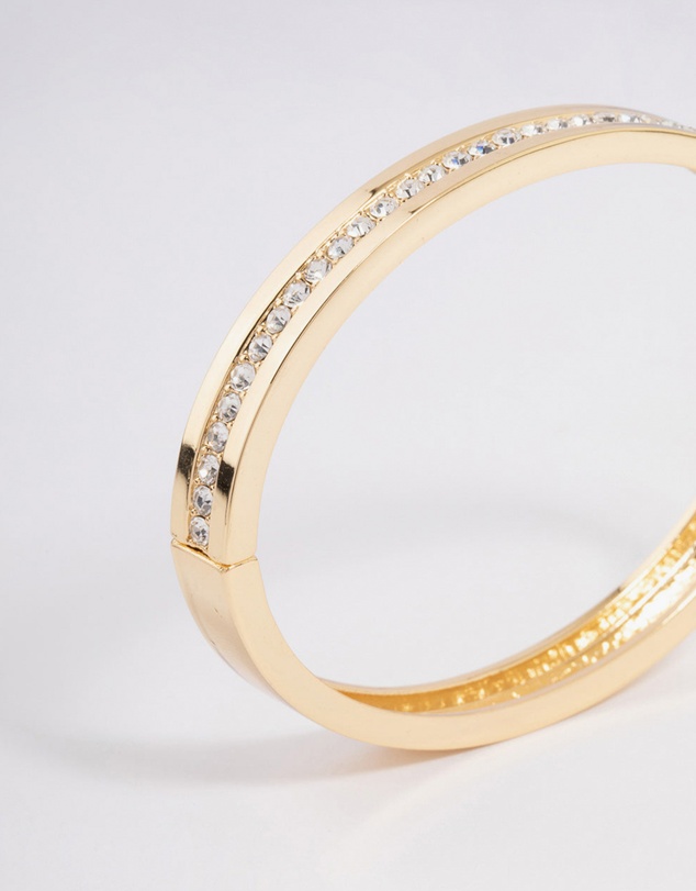 Lovisa - Gold Plated Classic Diamante Hinge Bangle