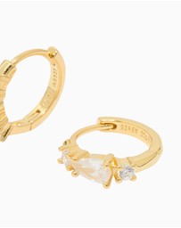 Lovisa - Gold Plated Sterling Silver Pear Cubic Zirconia Huggie Earrings