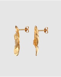 Elli Jewelry - Earrings Stud with Stone Flower Zirconia 925 Sterling Silver Gold-plated