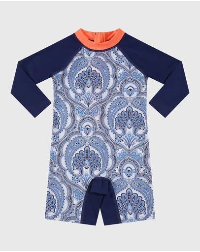 Aqua Blu Kids - Baroque Long Sleeve Sunsuit - Babies