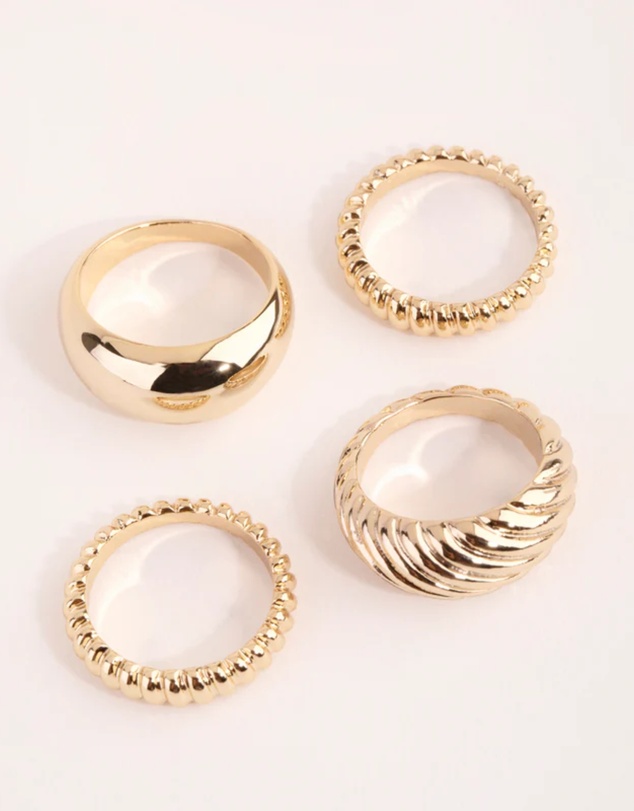 Lovisa - Gold Plated Twisted & Plain Ring Set
