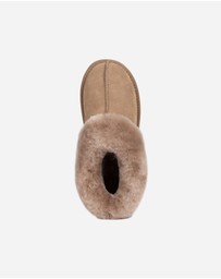 Ozwear Connection Uggs - Ugg Slippers Collar Unisex Premium Sheepskin Slippers Suede