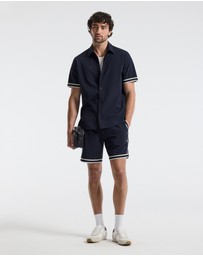 Calibre - Stripe Trim Textured Overshirt Navy