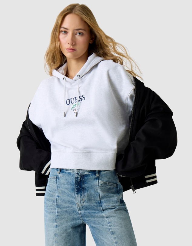 GUESS Jeans - GUESS JEANS Drop Shoulder Baker Cropped Hoodie
