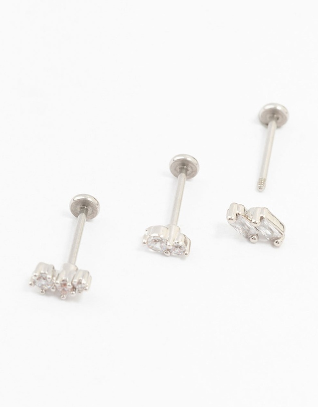 Lovisa - Surgical Steel Double Baguette Flat Backs 3-Pack