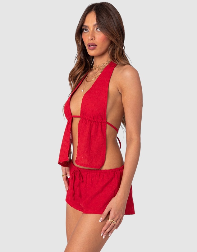 EDIKTED - Cayenne Eyelet Split Front Top