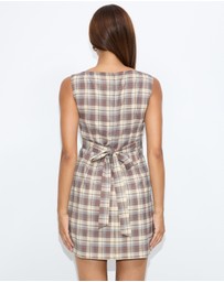 Dazie - Nori Boat Neck Check Mini Dress