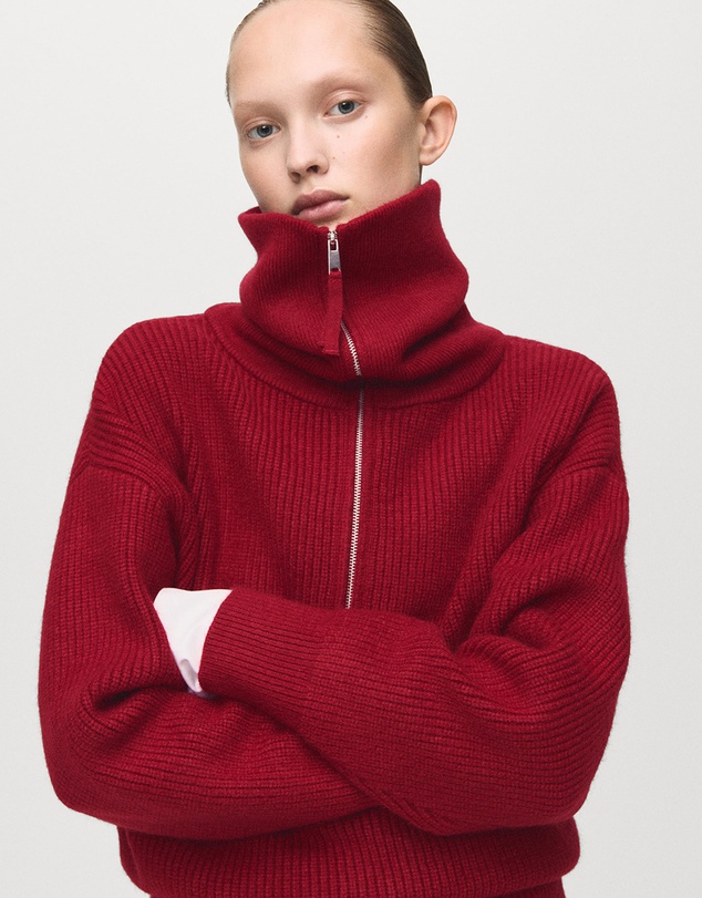 M.N.G - Funnel Neck Zip-Up Sweater