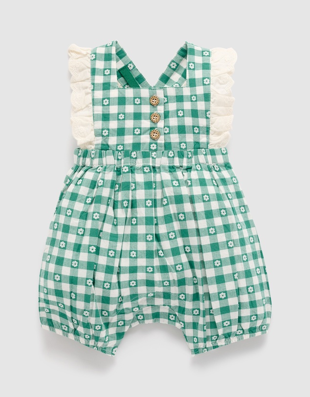 Purebaby - Gingham Overall Bodysuit-Kids-Babies