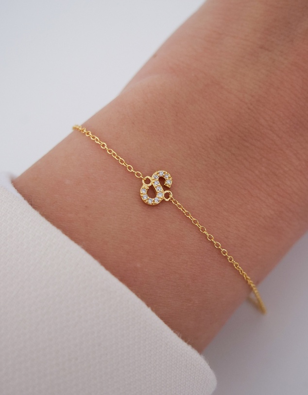 The Silver Collective - A-Z Letter Bracelet Gold - S