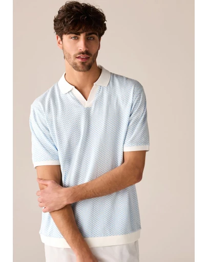 NEXT - Cuban Collar Textured Short Sleeve Polo Shirt