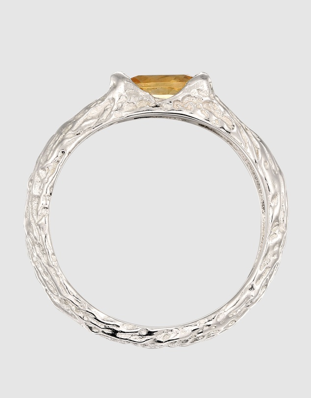 Elli Jewelry - Textured Citrine Cocktail Ring in 925 Silver