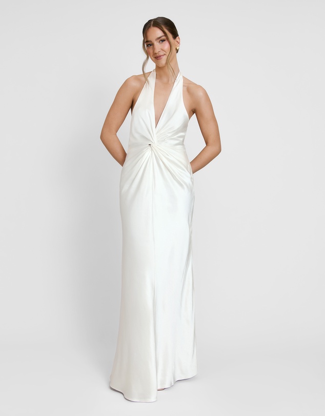 Six Stories - Plunge Knot Neck Scarf Bridesmaid Dress