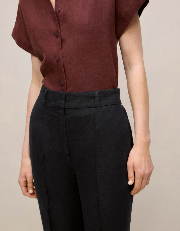 Trenery - Linen Pintucked Pant in Black