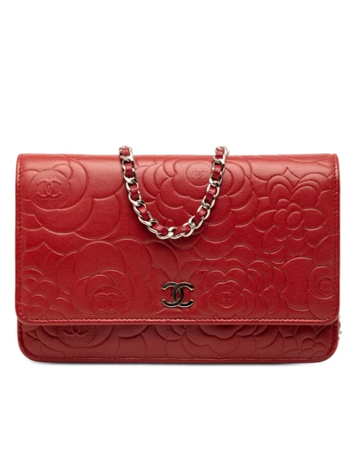 Pre-Loved by Azura Reborn - Pre-Loved CC Embossed Lambskin Camellia Wallet On Chain