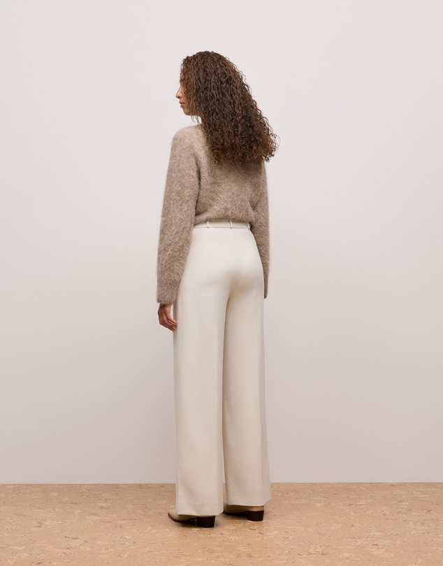 Trenery - Ponte Tailored Wide Leg Pant in Stone