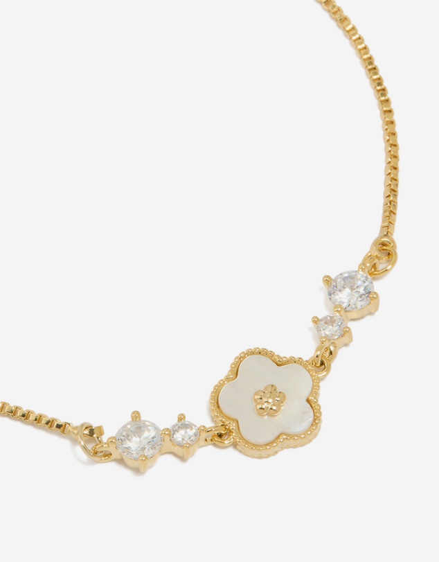 Lovisa - Gold Plated Cubic Zirconia Flower Inlay Toggle Bracelet