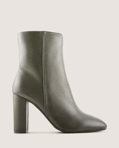 Shelly Shen - Stella Heel Ankle Boots Dark Olive Leather