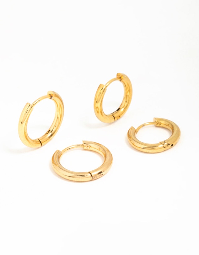 Lovisa - Gold Plated Surgical Steel Thick Hoop Earrings 2-Pack