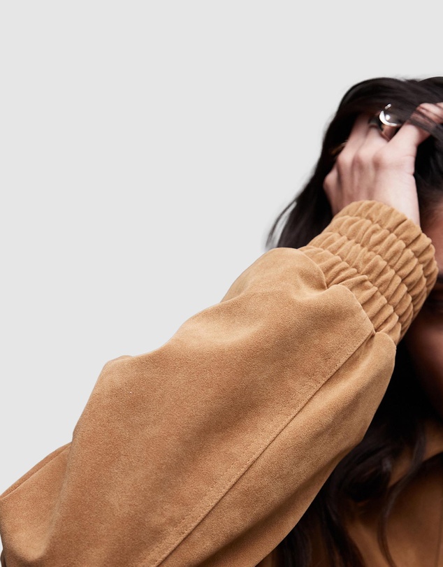 TOPSHOP - Faux Suede Oversized Bomber