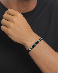 Kuzzoi - ICONIC EXCLUSIVE - Onyx and Turquoise Bead Bracelet with Sterling Silver Elements