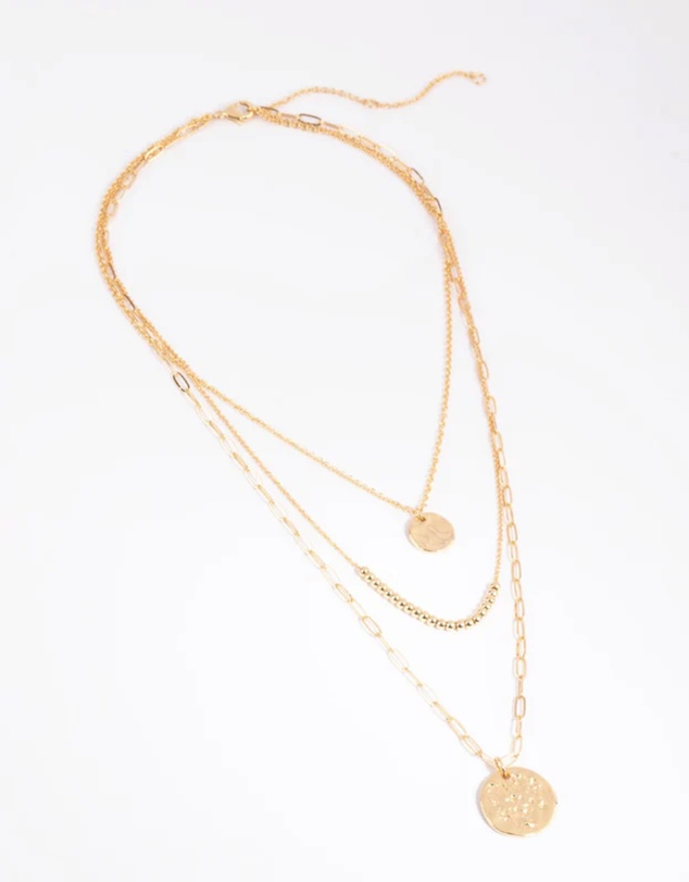 Lovisa - Gold Plated Disc & Ball Necklace Layered Necklace