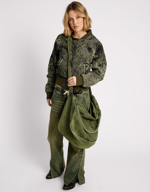 ONE TEASPOON - Black Khaki Denim Bomber Jacket